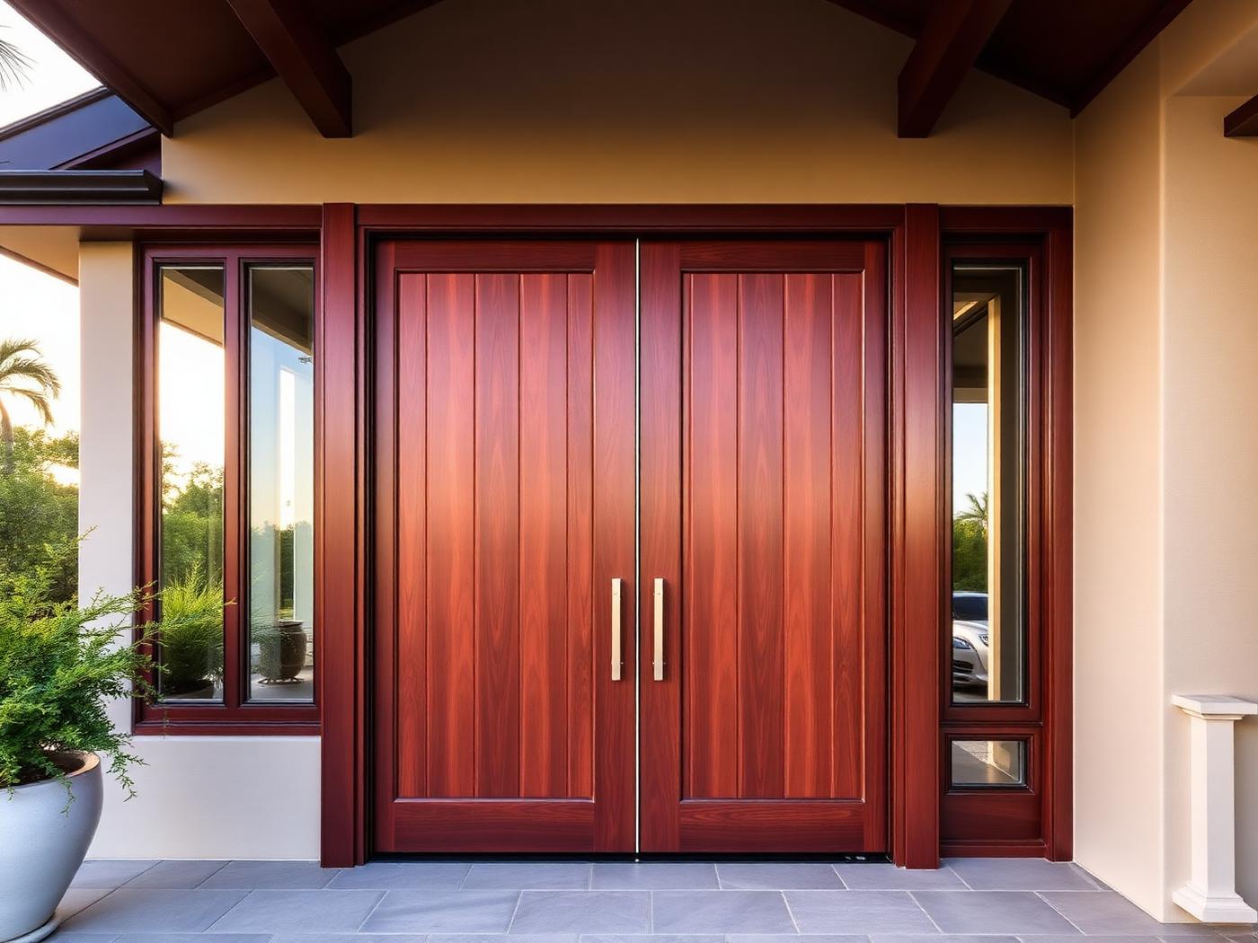 Exterior mahogany door set